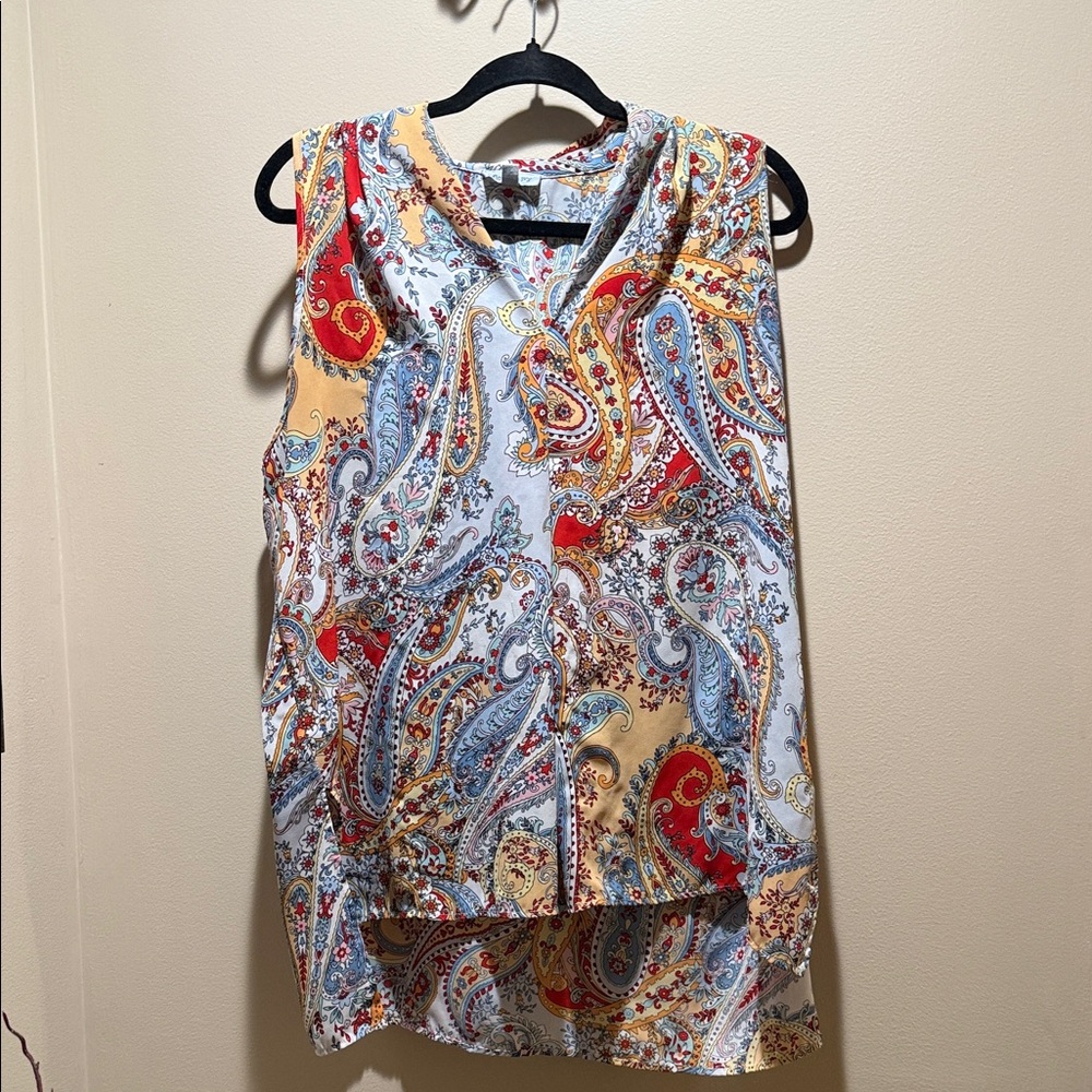 Vibrant Paisley Sleeveless Blouse